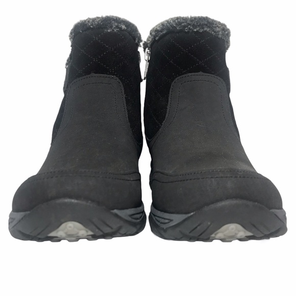 EASY SPIRIT Ember Ankle Boots Weather Resistant Black Leather Side Zip - Picture 4 of 13
